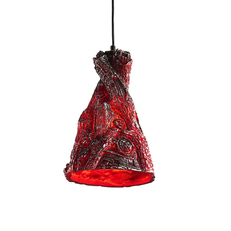 Yellow/Red 1 Light Hanging Pendant Light Warehouse Resin Conic Ceiling Lighting Fixture for Restaurant