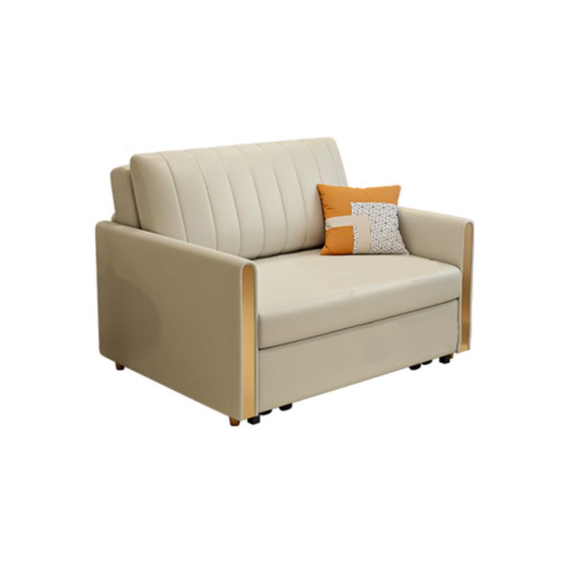 Bonded Leather Sleeper Sofa Pillow Back Detachable Mattress Futon Sleeper Sofa Bed