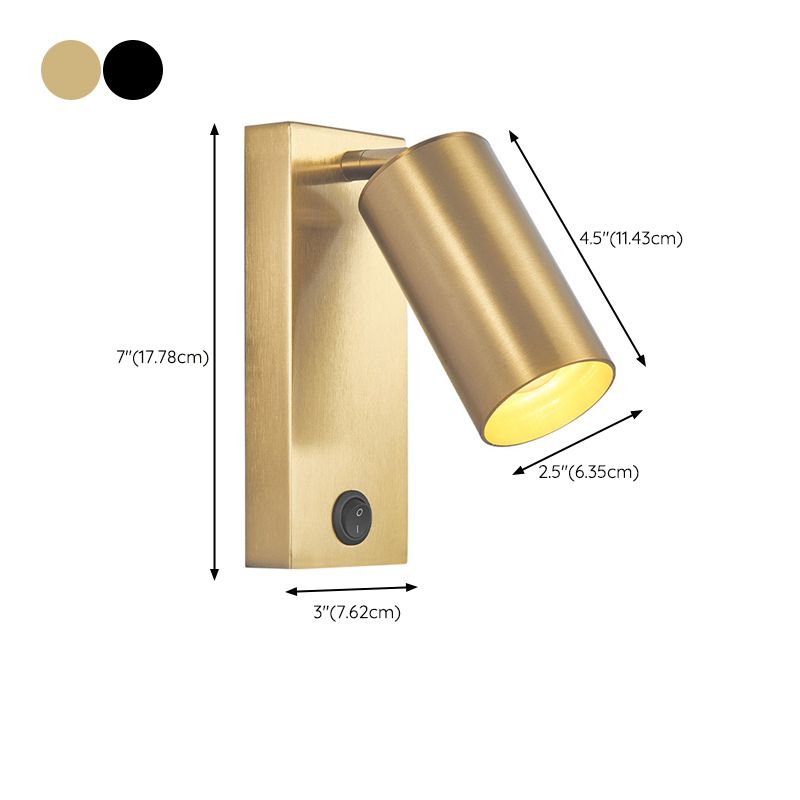 Modern Style Cylinder Shade Wall Sconce Metal 1 Light Sconces for Bedroom
