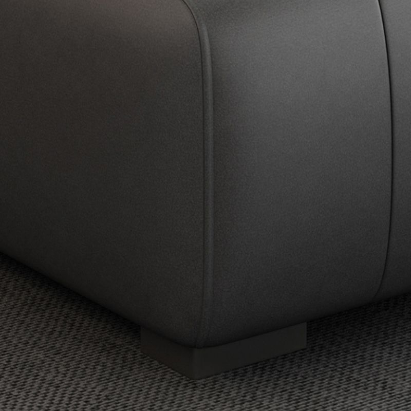 Square Arm Dark Gray Removable Cushions Modern Faux Leather Sofa