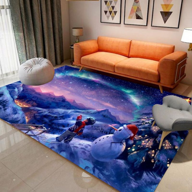 Purple Modern Indoor Rug Polyester Horse Area Rug Non-Slip Backing Rug for Drawing Room