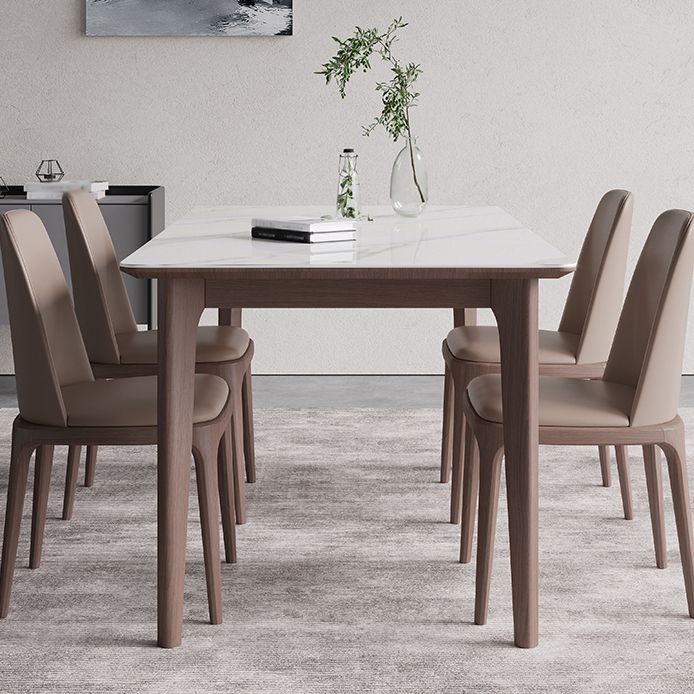 Rectángulo 4 patas mesa de medio siglo color blanco mesa fija de piedra sinterizada
