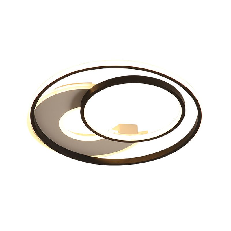 Metal Circular Flush Mount Contemporary 16"/19.5" Wide LED Flush Light Fixture in Black, Warm/White Light