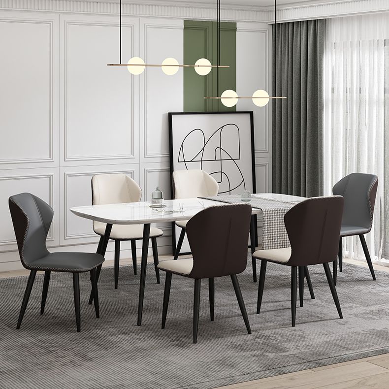 Chaise d'appoint scandinave à oreilles, chaise de salle à manger rembourrée en métal