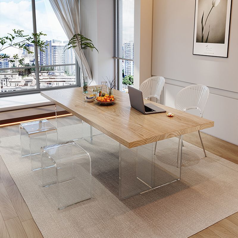 Natural Finish Pine Wood Dining Set 1/2/5 Pcs Modern Dinette Set