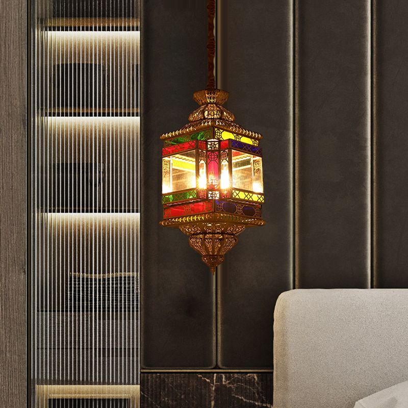 4 Bulbs Metal Pendant Chandelier Vintage Brass Lantern Dining Room Arab Ceiling Lamp