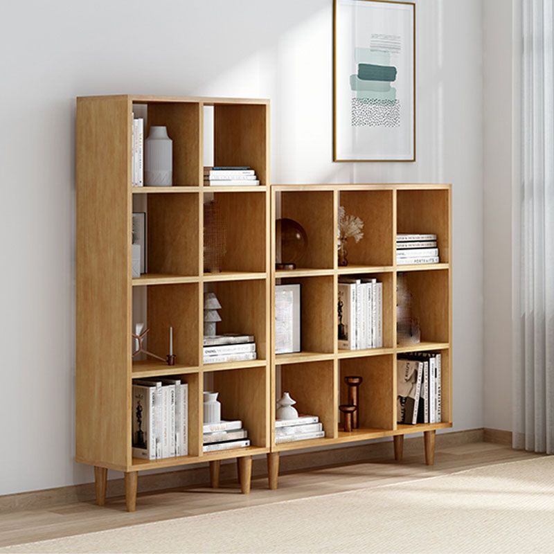 Modern Style Open Back Bookshelf Solid Wood Bookcase with Shelves