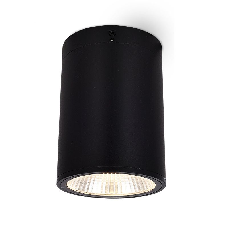 Terrace Flush Mount Light Fixture Simple Black LED Ceiling Fixture with Cylindrical Metal Shade