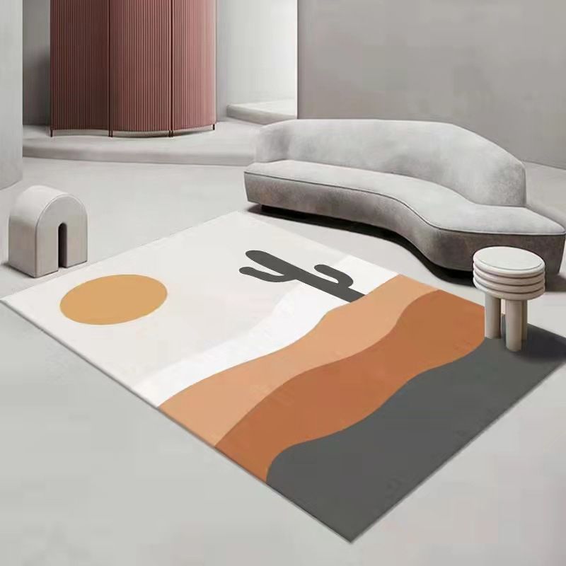 Tapis moderne beige en Polyester, bloc de couleur, avec envers antidérapant, pour la décoration de la maison