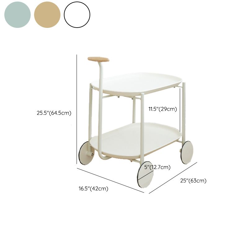Elliptical Tray Top End Table 25.4" Tall 2-Tier Side Table with Casters