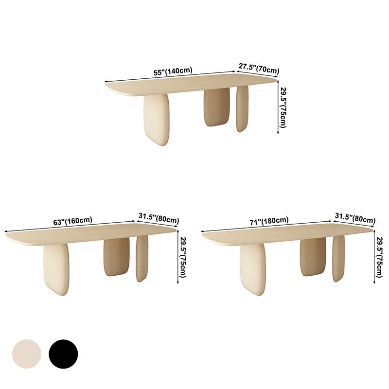 Pine Solid Wood Table Modern Rectangle Dining Table with 3 Legs for Restaurant