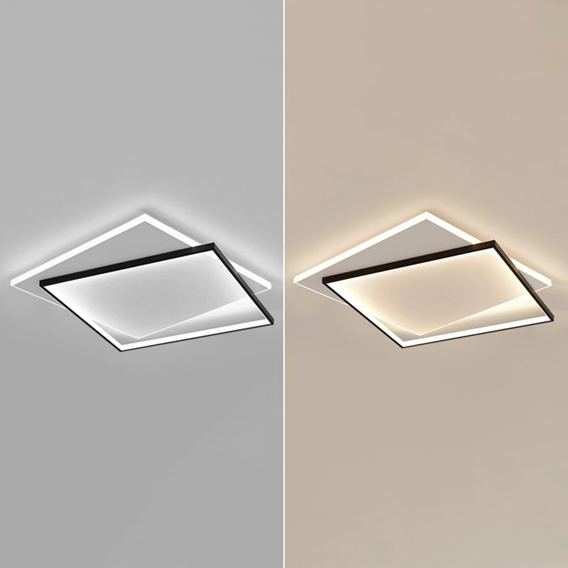 Plafonnier géométrique en métal, style simple, LED noir, éclairage proche du plafond