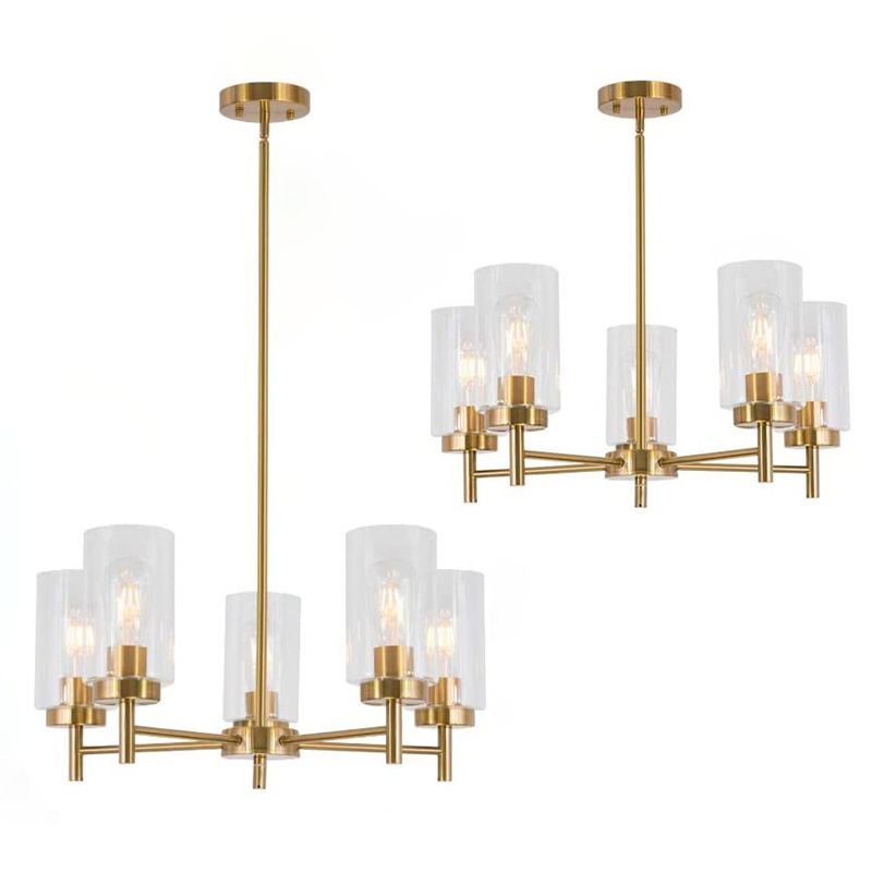 Candelera de tono cilíndrico de vidrio transparente Estilo industrial Industrial Estilo industrial Flexión de iluminación de techo de luz múltiple para sala de estar