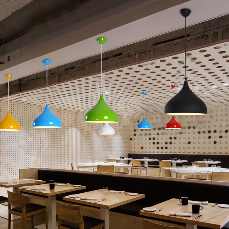 Macaron Teardrop Shade Hanging Light, Nordic Metal 1-Light Pendant Lighting for Living Room