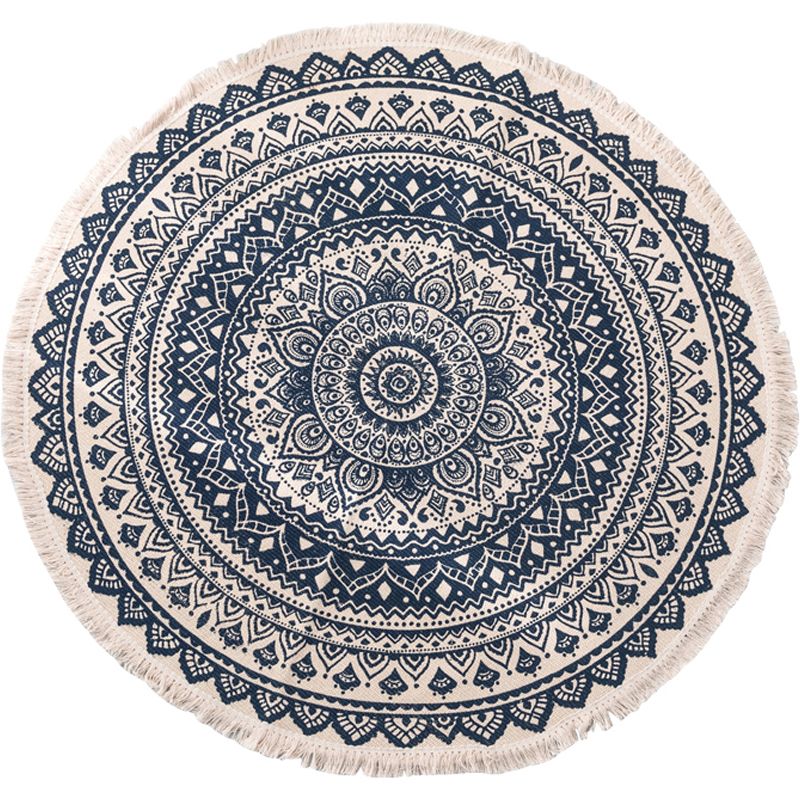 Multi Colored Bedroom Rug Relaxing Geometric Printed Area Carpet Jute Easy Care Pet Friendly Indoor Rug