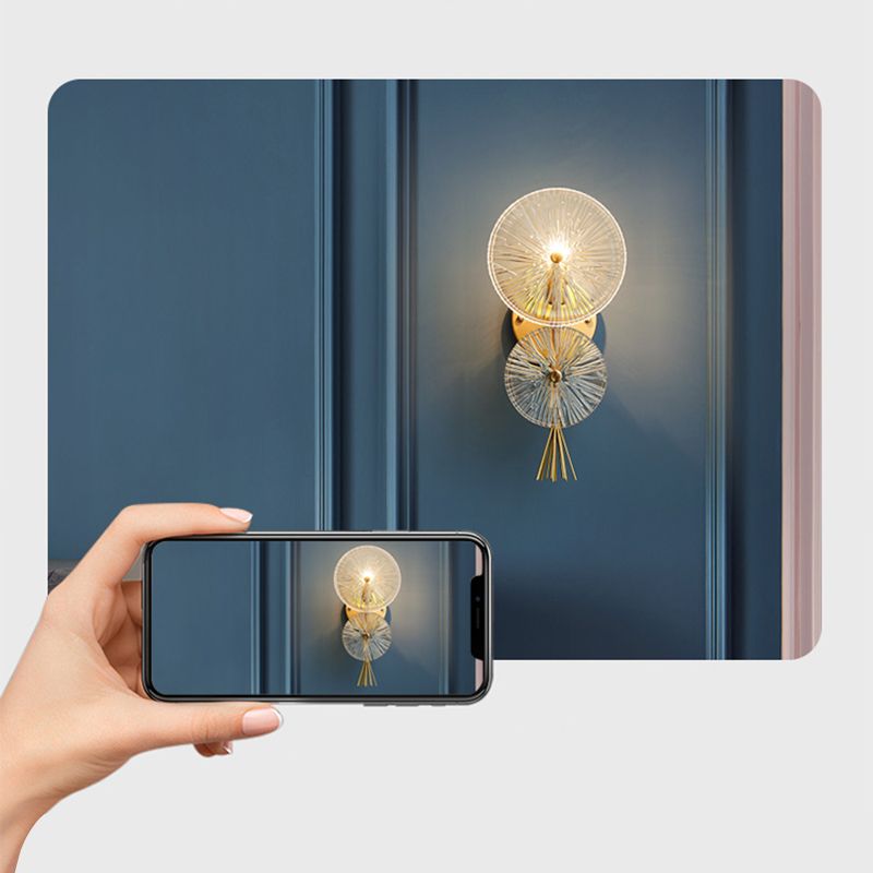 Double Circle Shade Wall Lighting Postmodern Style Glass 1 Lights Sconce Lamp