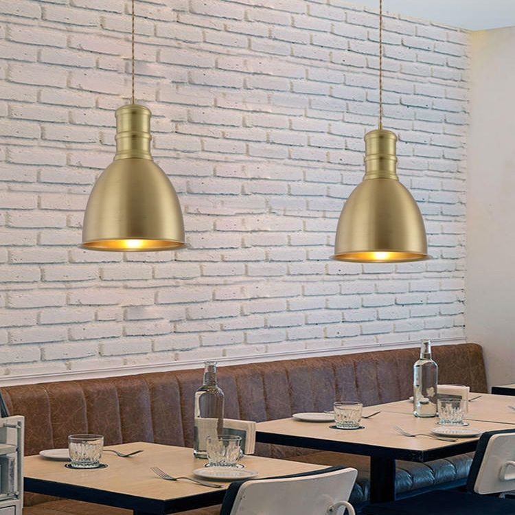 Minimalistische hangende hanglamp messing messing gearceerde hangerverlichting met metalen schaduw