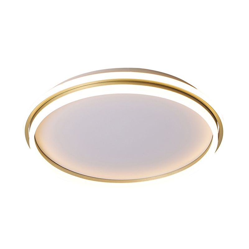 Runde, bündige Beleuchtung aus Acryl, 16,5"/20,5" Durchmesser, minimalistische LED-Deckenleuchte in Gold, warmes/weißes Licht/stufenlose Dimmung mit Fernbedienung