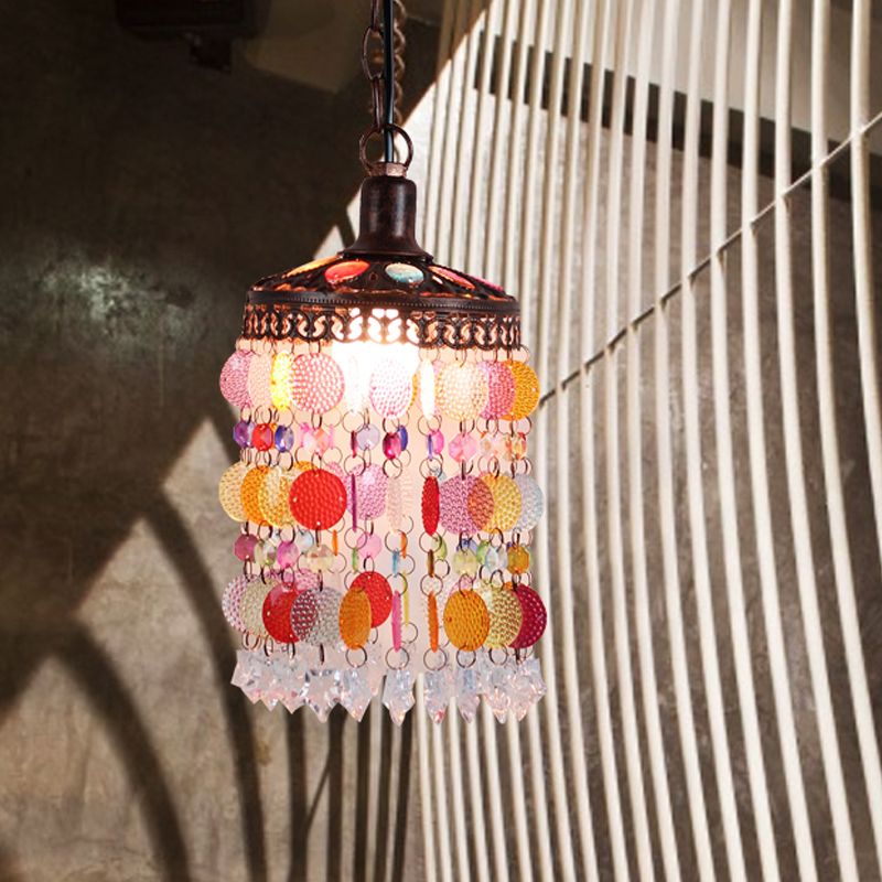 1 Bulb Cascade Pendulum Luz vintage óxido de metal accesorio de iluminación suspendida para restaurante