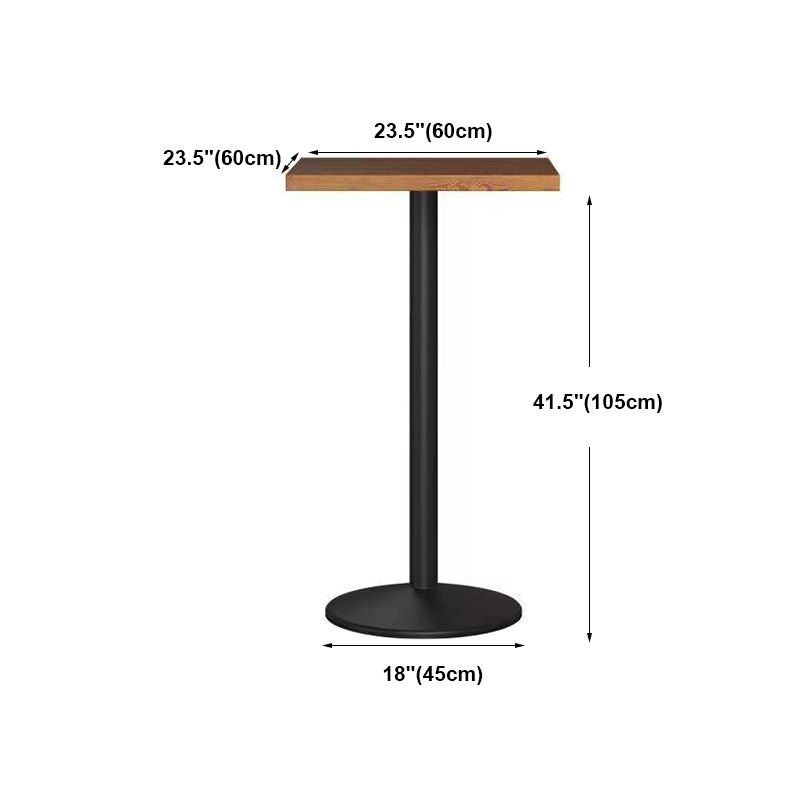 Industrial Style Black Iron Bar Table Wood Brown Top Bistro Table with Pedestal