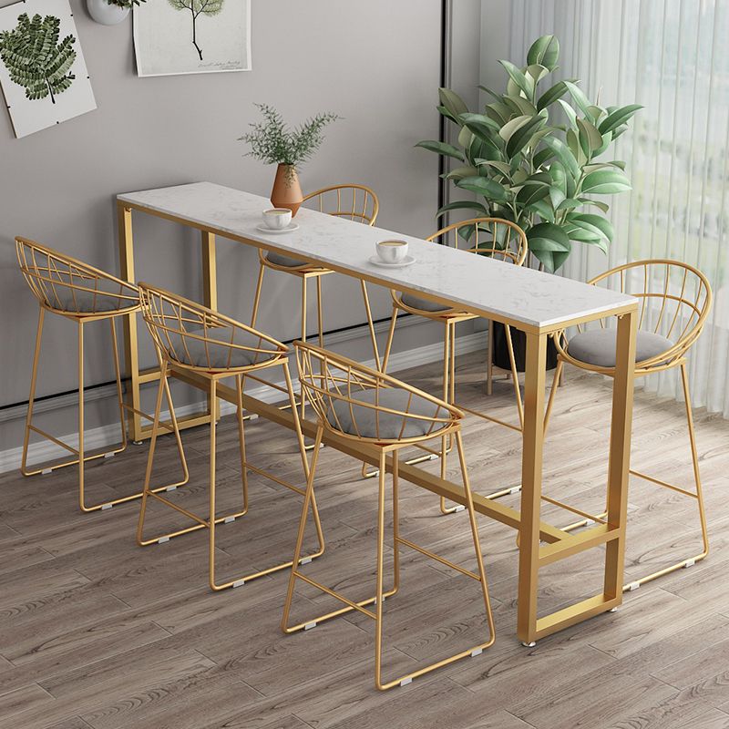 42-inch Height Cocktail Bar Table Glam Style Stone Top Bar Table for Living Room