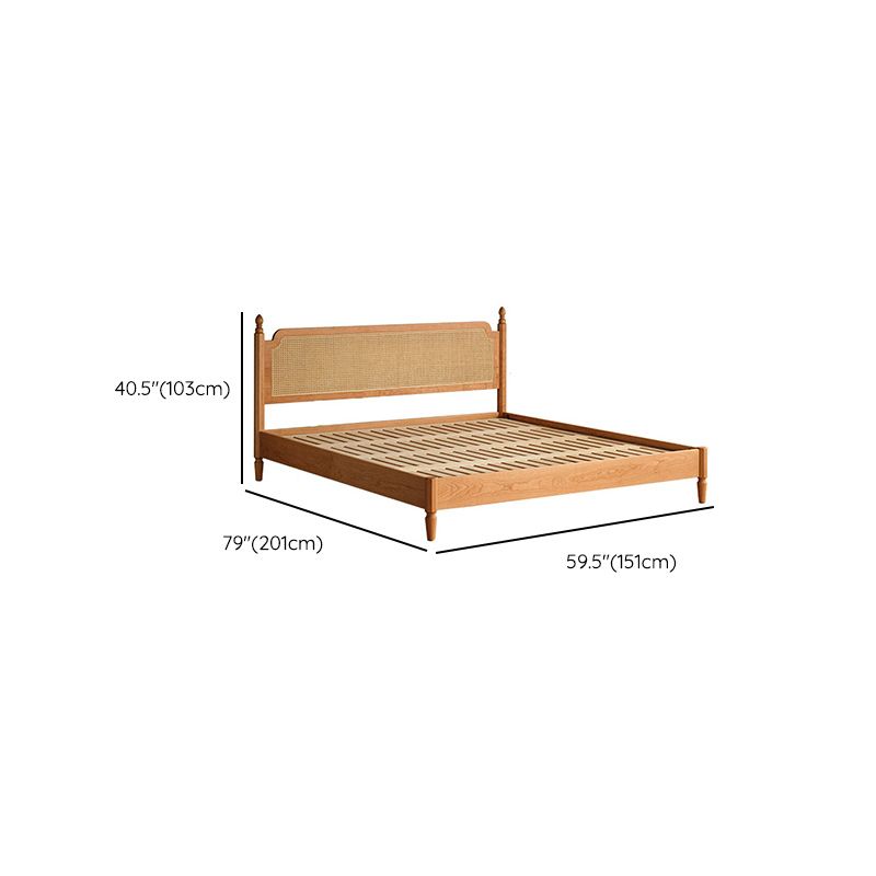 Contemporary Standard Bed Cherry Solid Color Bed Frame With Custom Gold Legs