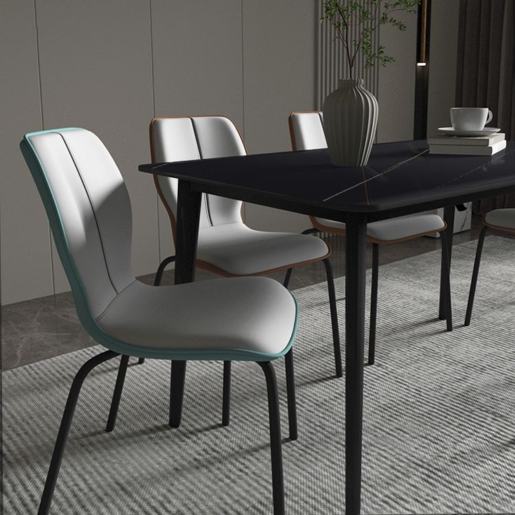 Industrial Indoor Faux Leather Upholstered Parsons Armless Dining Chair