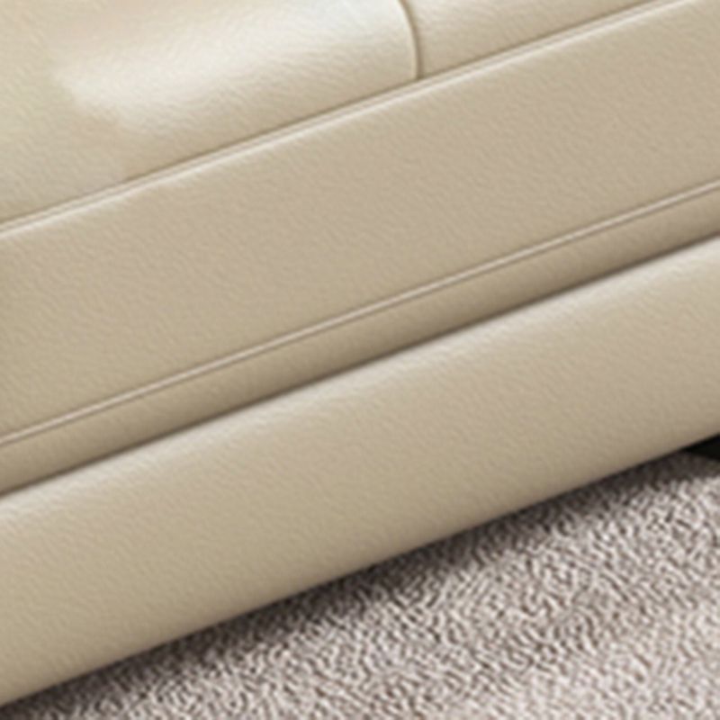 Contemporary Stain-Resistant Genuine Leather Square Arm Stationary Sofa