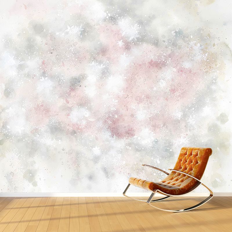 Light Pink Floral Wall Mural Decal Washable Wall Art for Girls Bedroom, Non-Woven Cloth