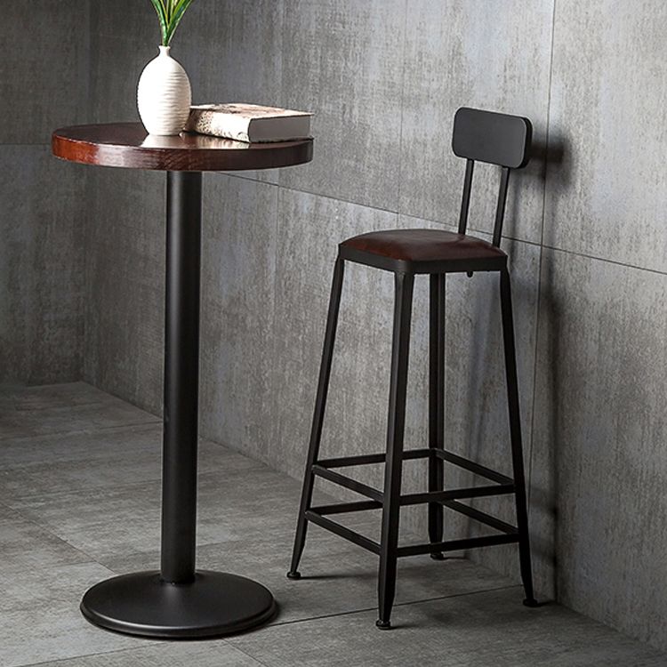 Industrial Footrest Armless Barstool Leather Stackable Coffee Shop Stool