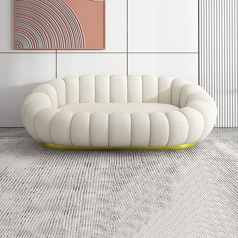 25.59"H Scandinavian Solid Color Fleece/Faux Leather Curved Sofa for Bedroom Apartment