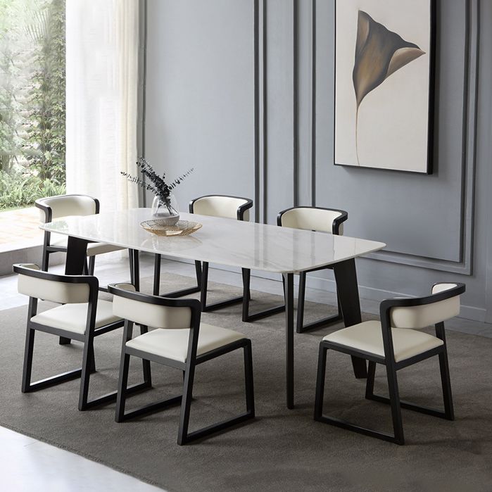 Open Back Side Chair Industrial Style PU Leather Dining Chairs for Home