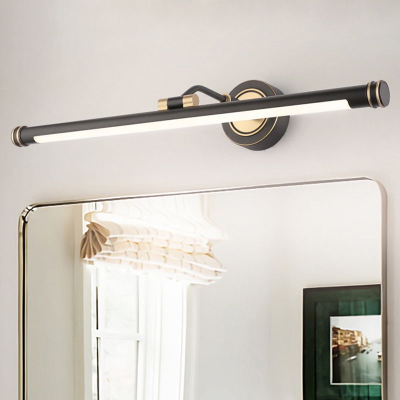 Traditional Pole Shaped Vanity Light Metal LED Sconce Light Fixture with Adjustable Arm