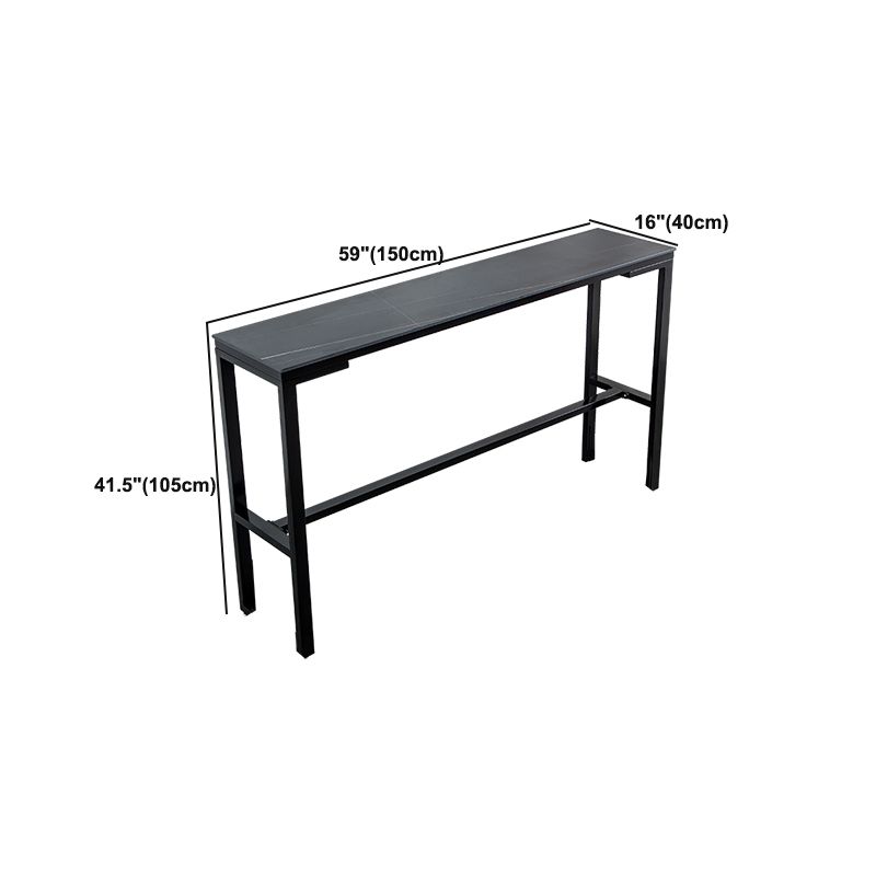 Contemporary Style Bar Table Stone Bar Dining Table with Footrest