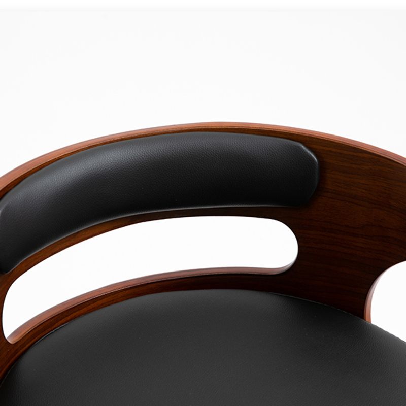 Scandinavian Wood Upholstered Counter Stools Low Back Bar Stools with Round Seat