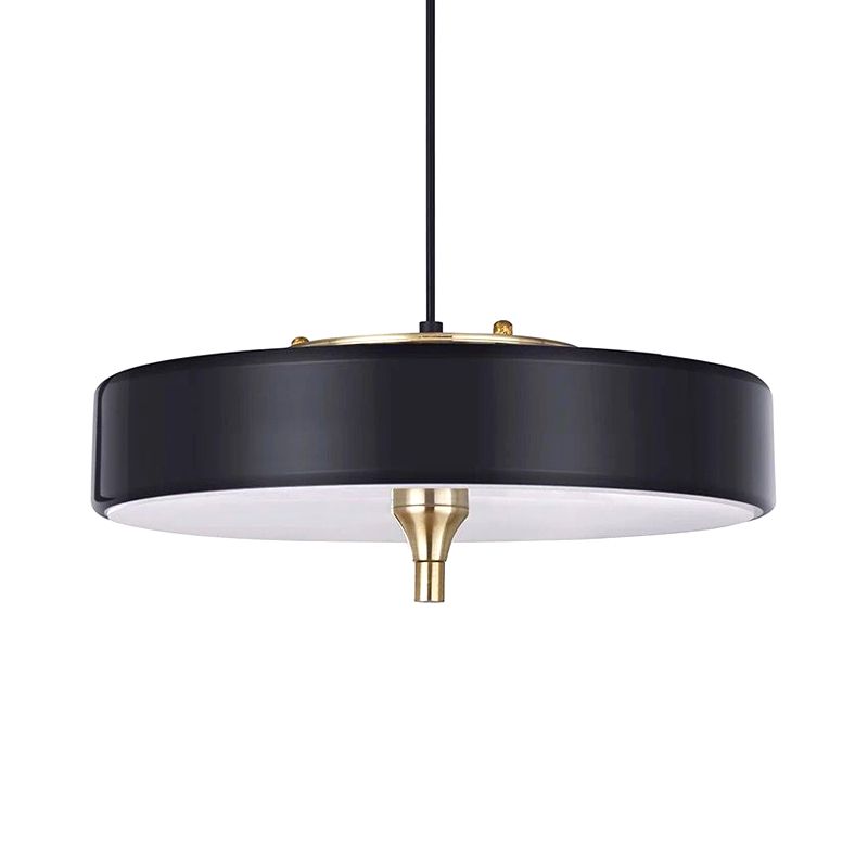 Modernist Style LED Hanging Lamp with Metallic Shade Black/White Round Pendant Lighting for Dining Room