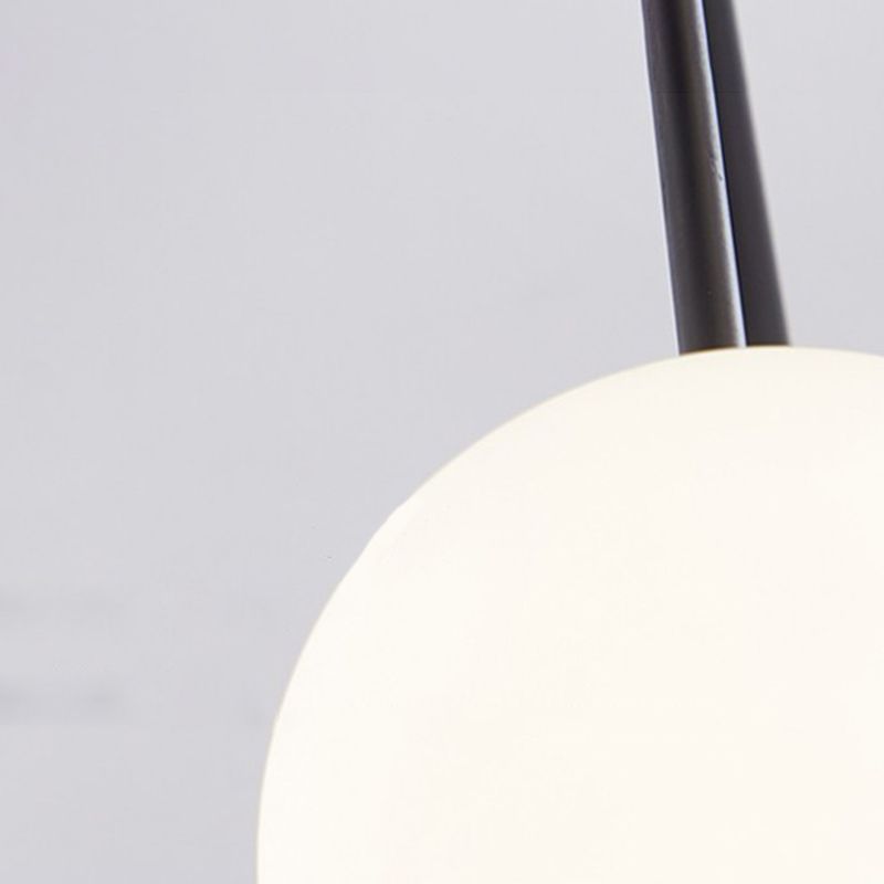 Nordic Globe Chandelier Black Multi Light Hanging Light with White Glass for Bedroom