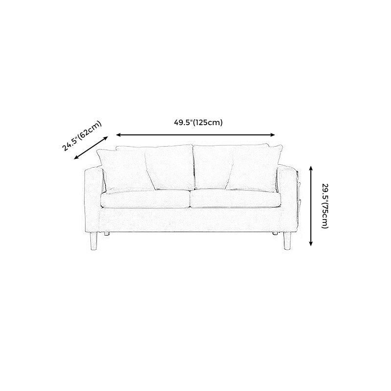 Scandinavian Tuxedo Arm Sofa Slipcovered Loveseat with Storage and Pillow Back