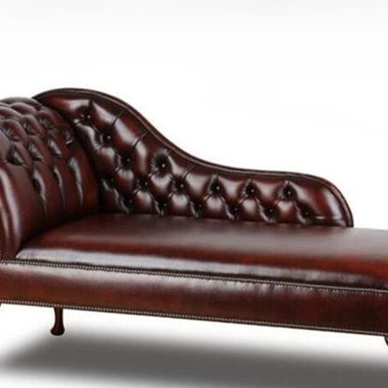 Traditional Upholstered Chaise Lounge Couch Leather Chaise Lounge Chair with Arms