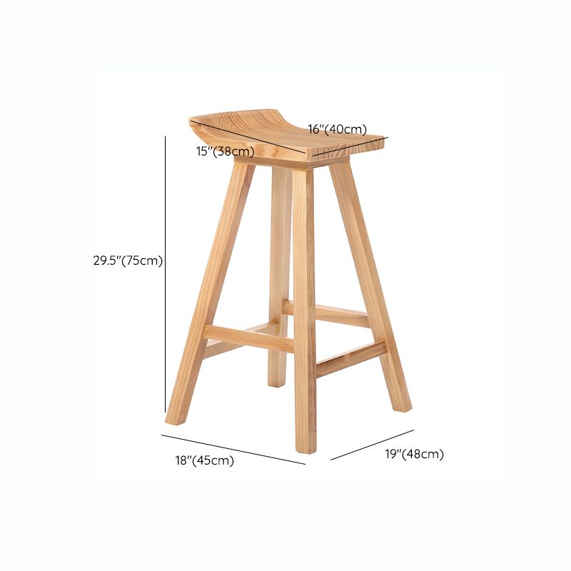 Indoor Modern Footrest Bar Stool Solid Wood Bar & Counter Stool in Natural