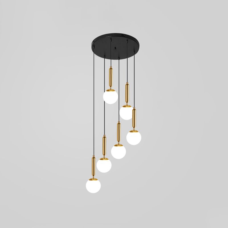 Opal Glass Global Multiple Hanging Light Simplicity Suspension Lighting for Stairs