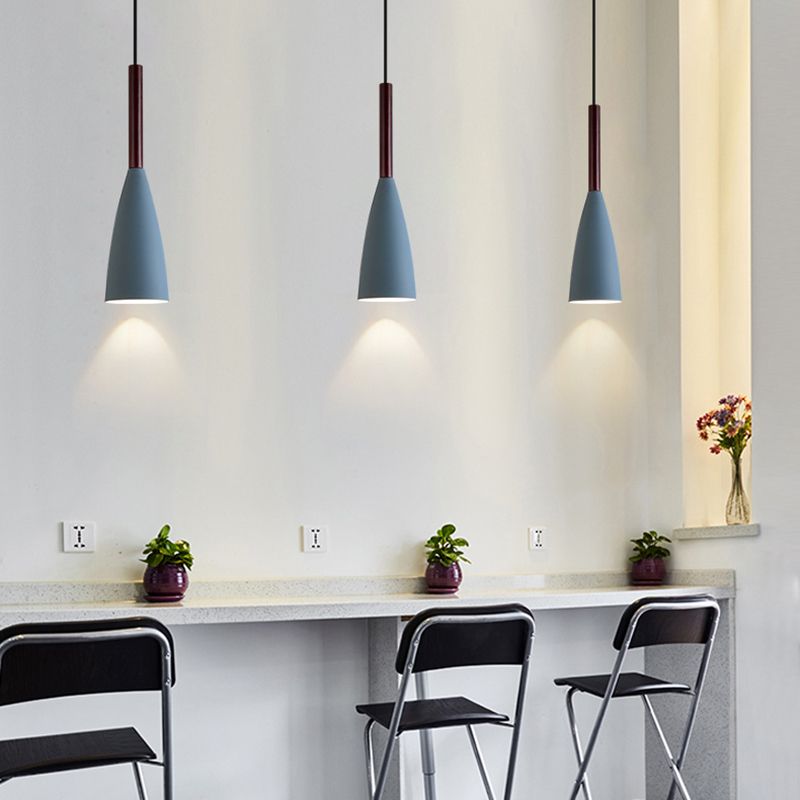 Kegelform hängende Beleuchtung moderner Metall 1 Licht Anhängerlampe für Bett