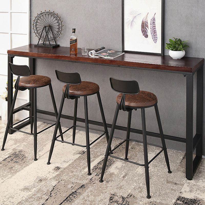 Industrial Solid Wood Bistro Bar Table Rectangle Metal Base Bar Table