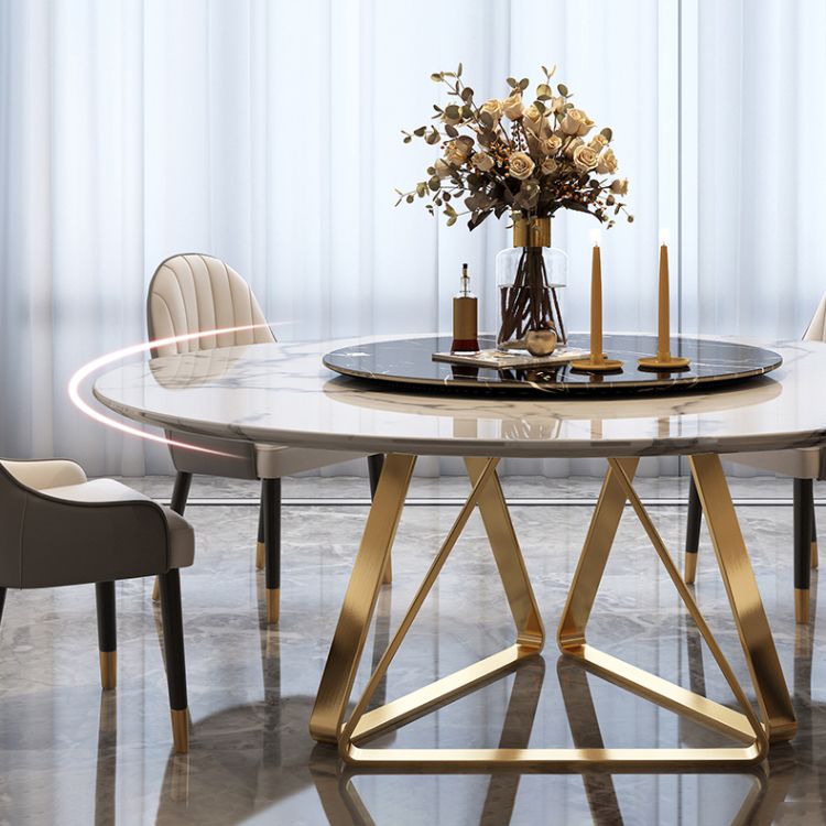 Marble Dining Table Traditional Luxury Round Dining Site Table with Turntable
