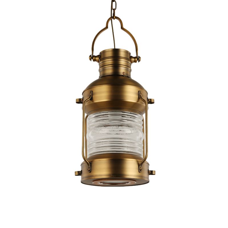 1 ampoule suspendue suspendue Light Factory Room Plafond Plafond avec bouteille en verre transparent en laiton