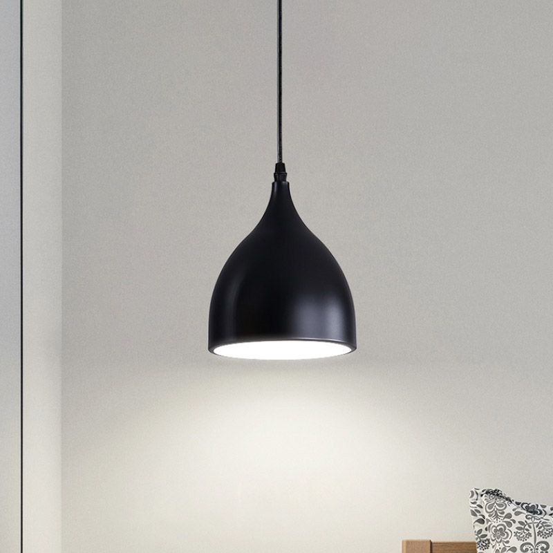 Zwart/witte afwerking koepelhanglamp modernistische stijl metalen 1 bol keuken hanglampje