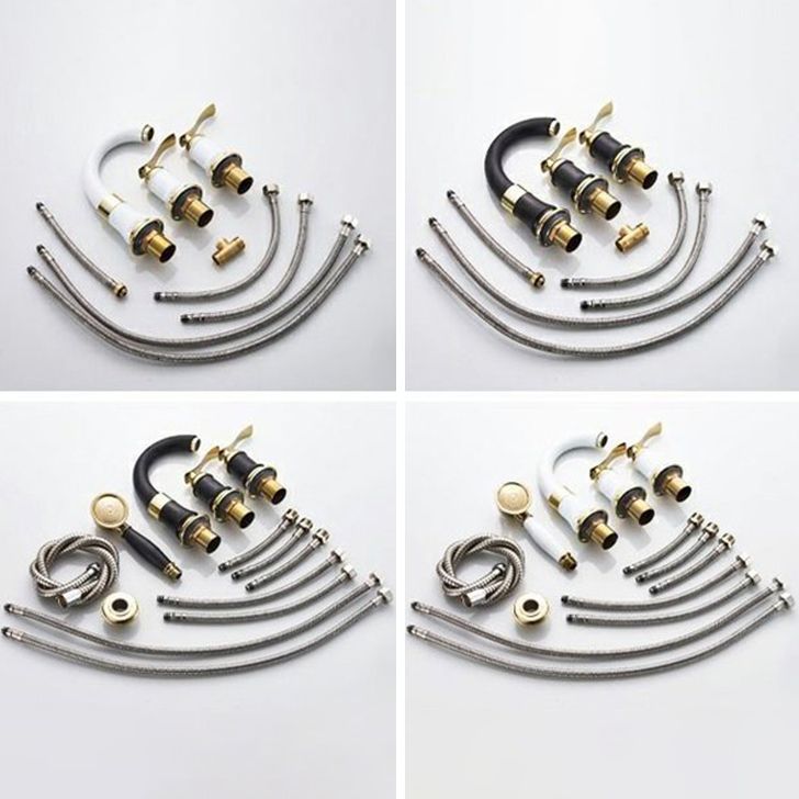 Luxury Rotatable Widespread Sink Faucet Circular Lever Handle Faucet with Water Hose