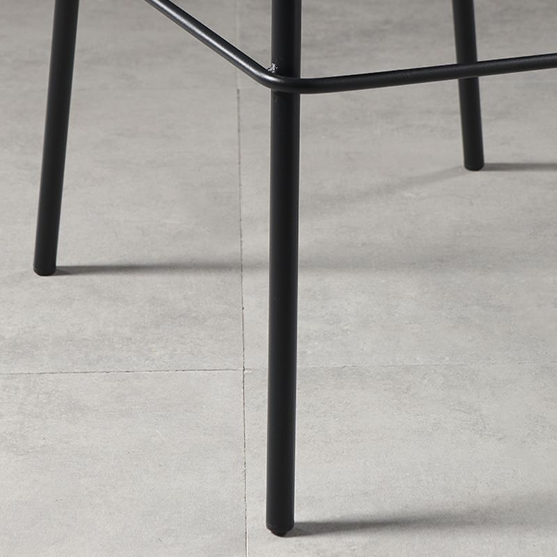 Contemporary Backrest Faux Leather Armless Bar Stool with Footrest
