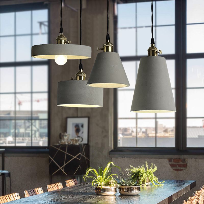 Moderne Einlichtgrau-Zementrahmen Anhänger Licht für Esszimmer Schlafzimmer