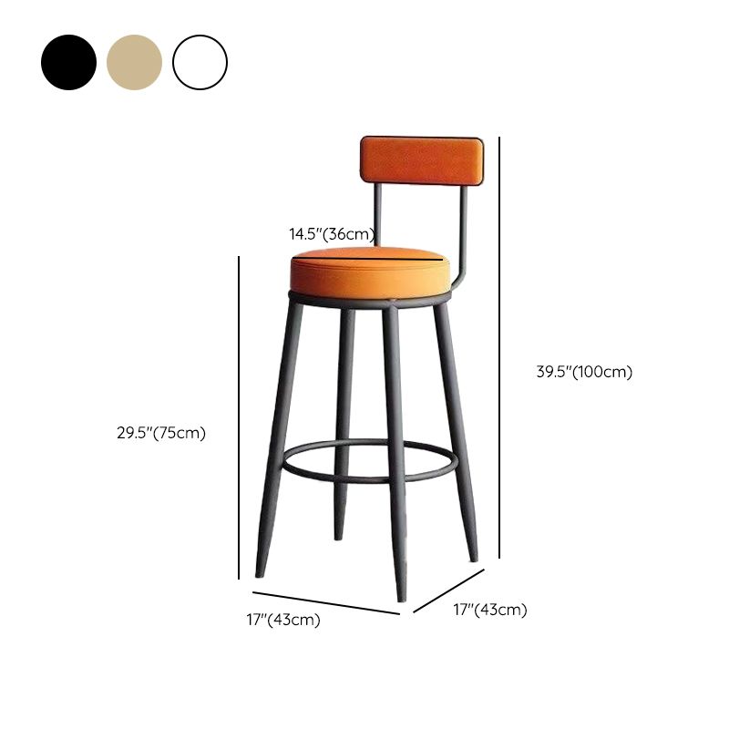 Metal Low Back Dining Stools Glam Armless Bar Stools with Cushion